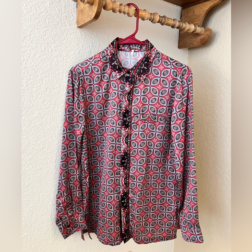 Free People satin button down shirt Sz XS